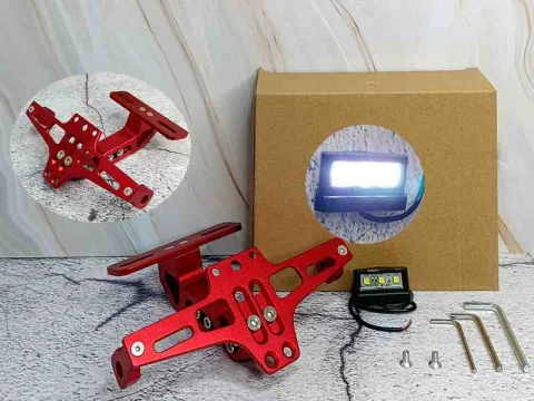 SOPORTE ROJO METALICO C/LUZ PARA PLACA 11691R