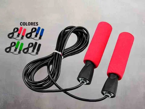 CUERDA DE SALTAR NEGRA PUÑOS COLOR 4C 12884