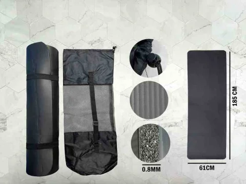 ESTERILLA NEGRA DE YOGA 0.8MM 185X61CM MAT 12031N