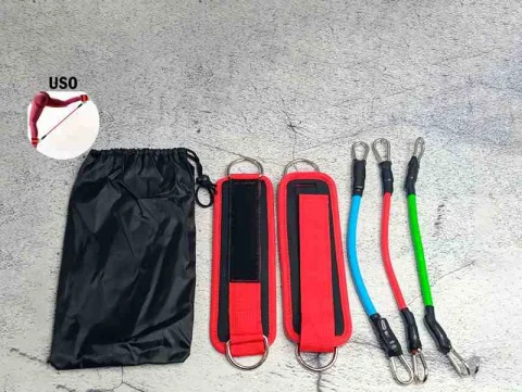 SET ROJO DE CORREAS P/TOBILLO+LIGAS PARA GYM 12514R