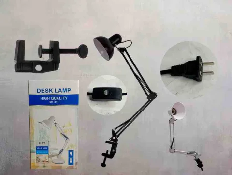 LAMPARA D/MESA MT- 811 BRAZO FLEX C/GANCHO SIN BOMB E27 2COL