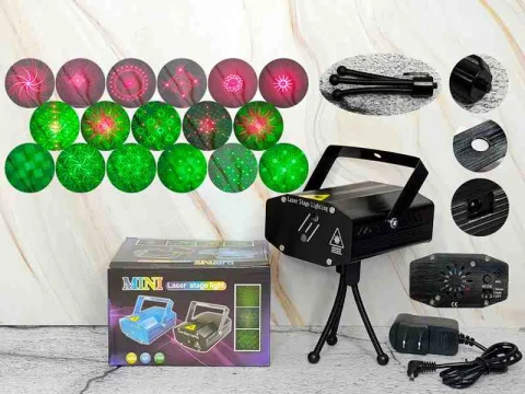 MINI LASER NEGRO PREM ROJO/VERDE FIGURAS 100-240V STAGE LIGHT 201025