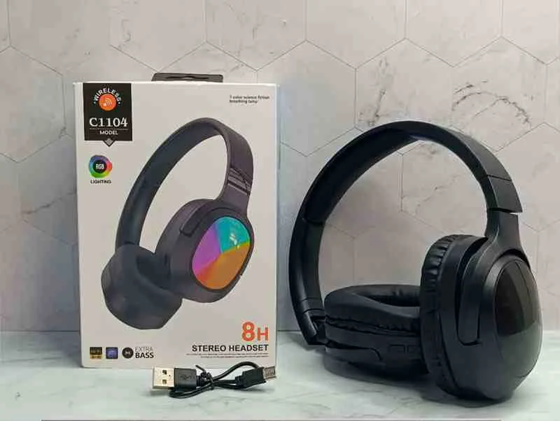 AUDIFONO C1104 8H NEGRO RGB WIRELESS 101104-N