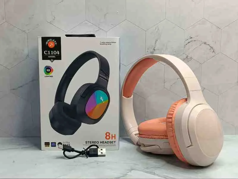 AUDIFONO C1104 8H ROSADO RGB WIRELESS 101104-RS