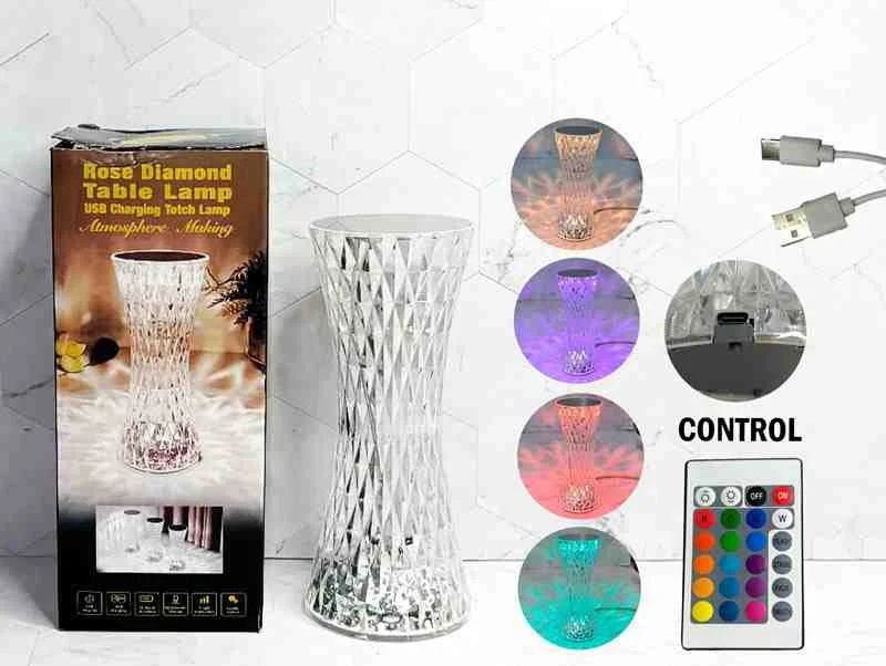 LAMPARA RGB ROSE DIAMOND CINTURA PEQ P/MESA 13232-1
